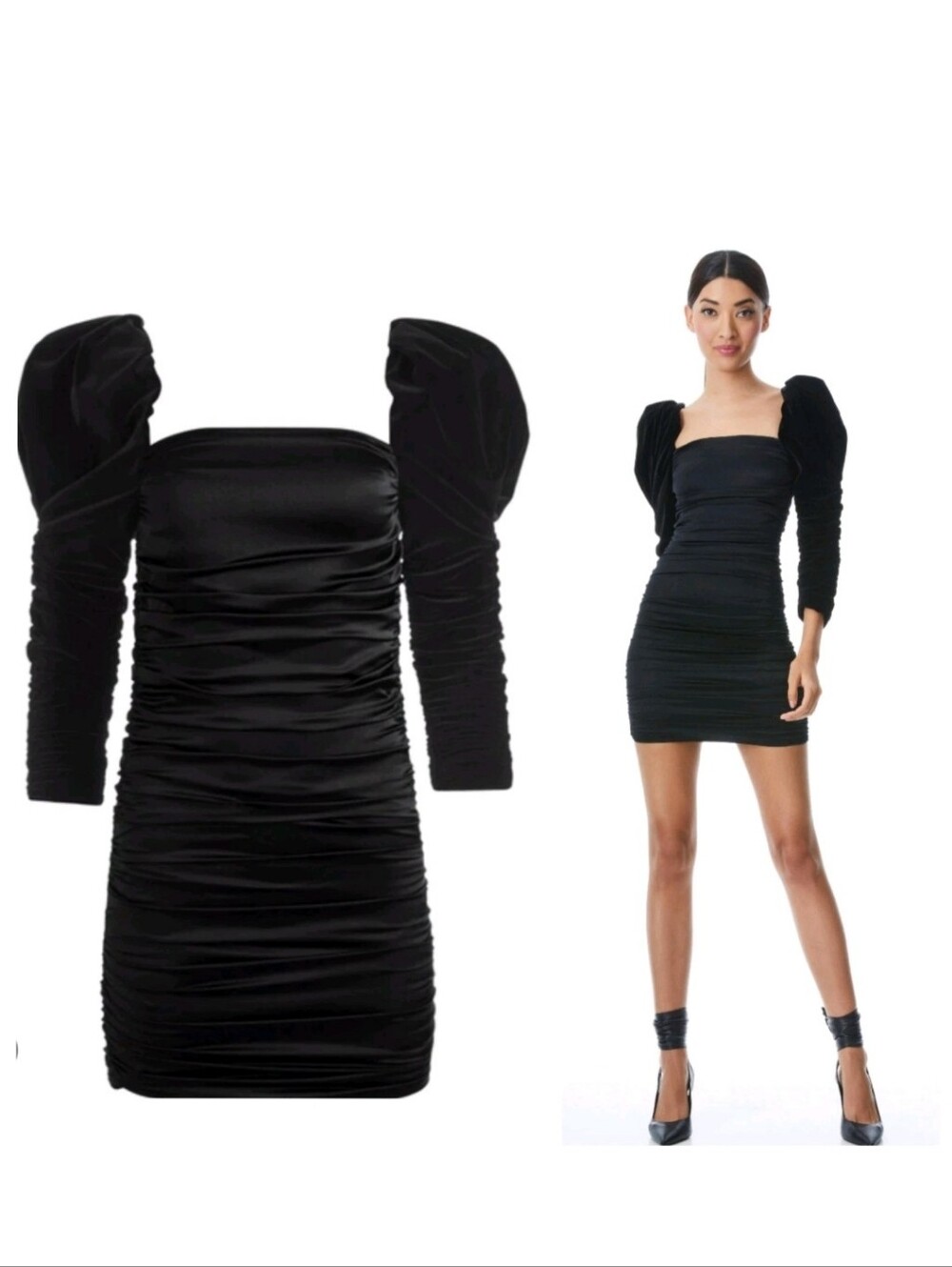 ALICE + OLIVIA KATRICE VELVET PUFF SLEEVE MINI DRESS SIZE 8
